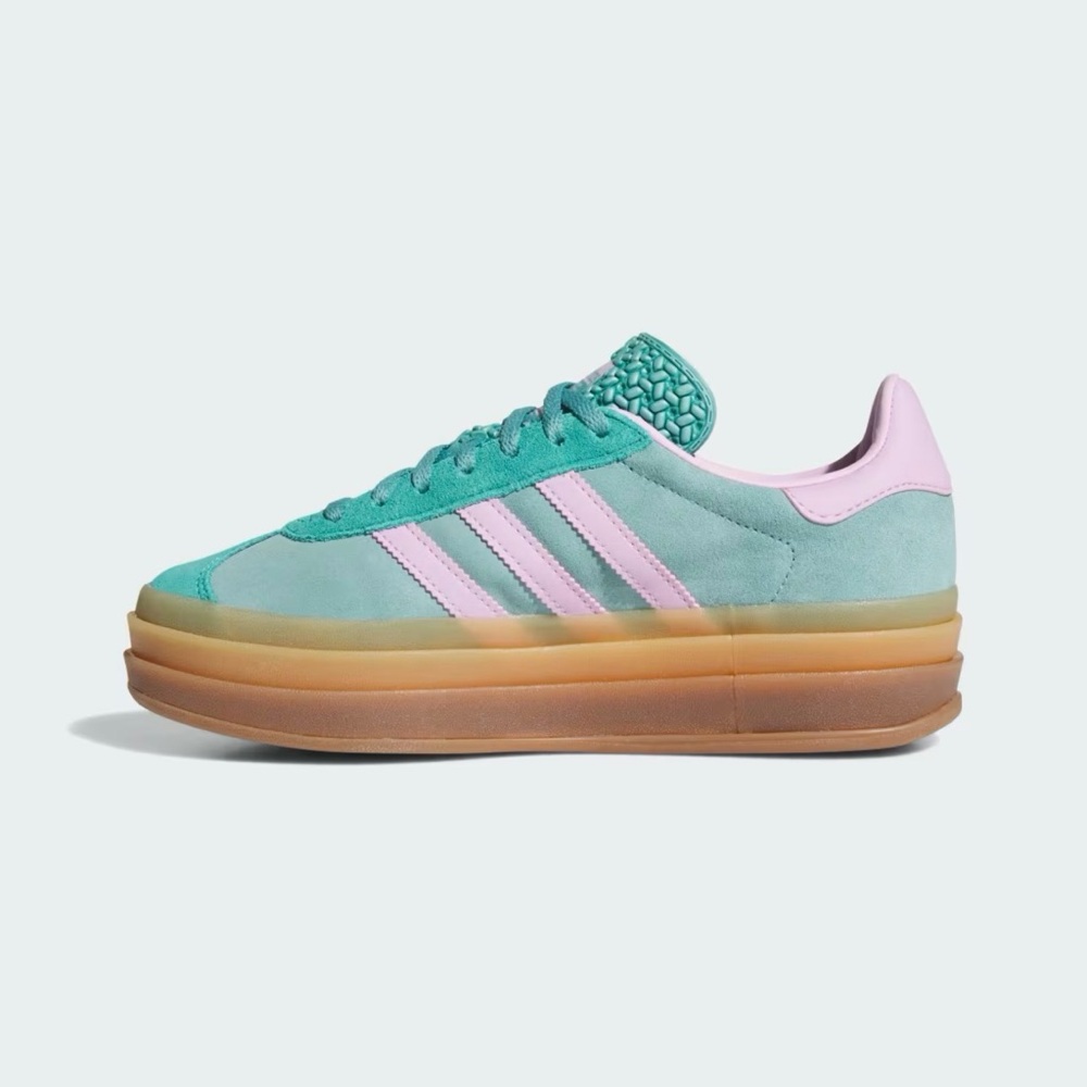 NEW adidas Gazelle Platform Sneaker in light Mint Green & magenta pink purple - Picture 9 of 11